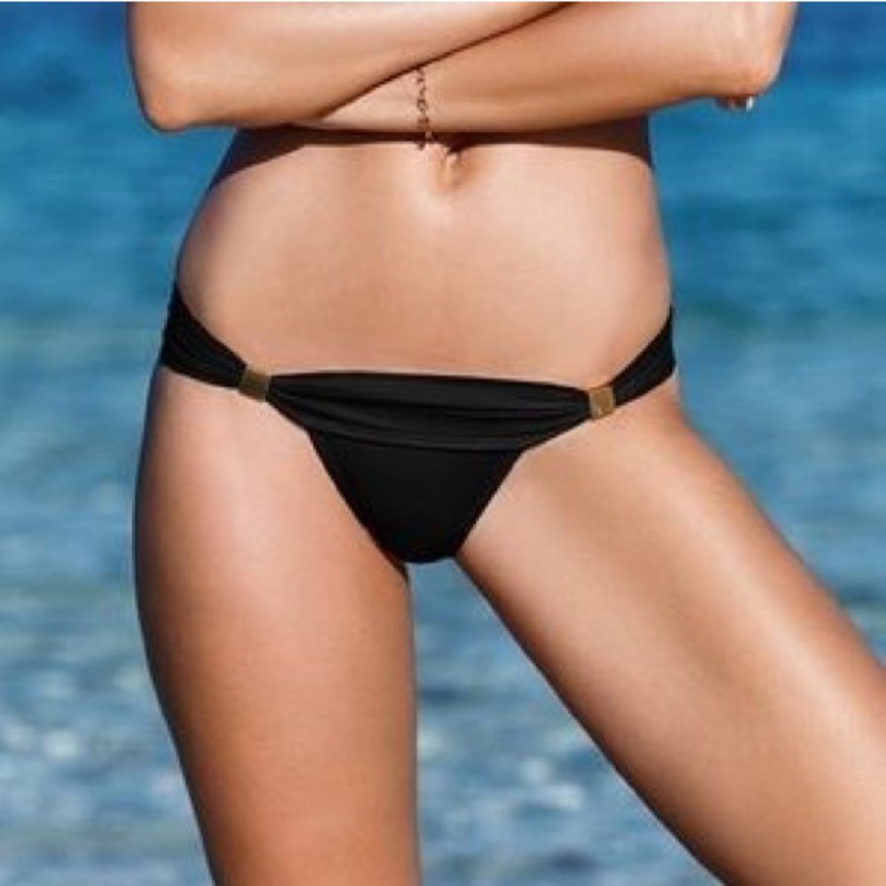 Victoria's Secret The Hottie Cheeky Bikini Bottom (Black, Medium)